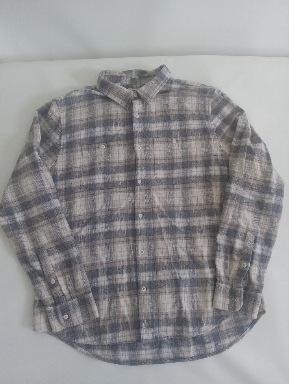 Madewell Mens Perfect Fit Brown/grey Plaid Long Sleeve Button Down‎ Shirt Size L